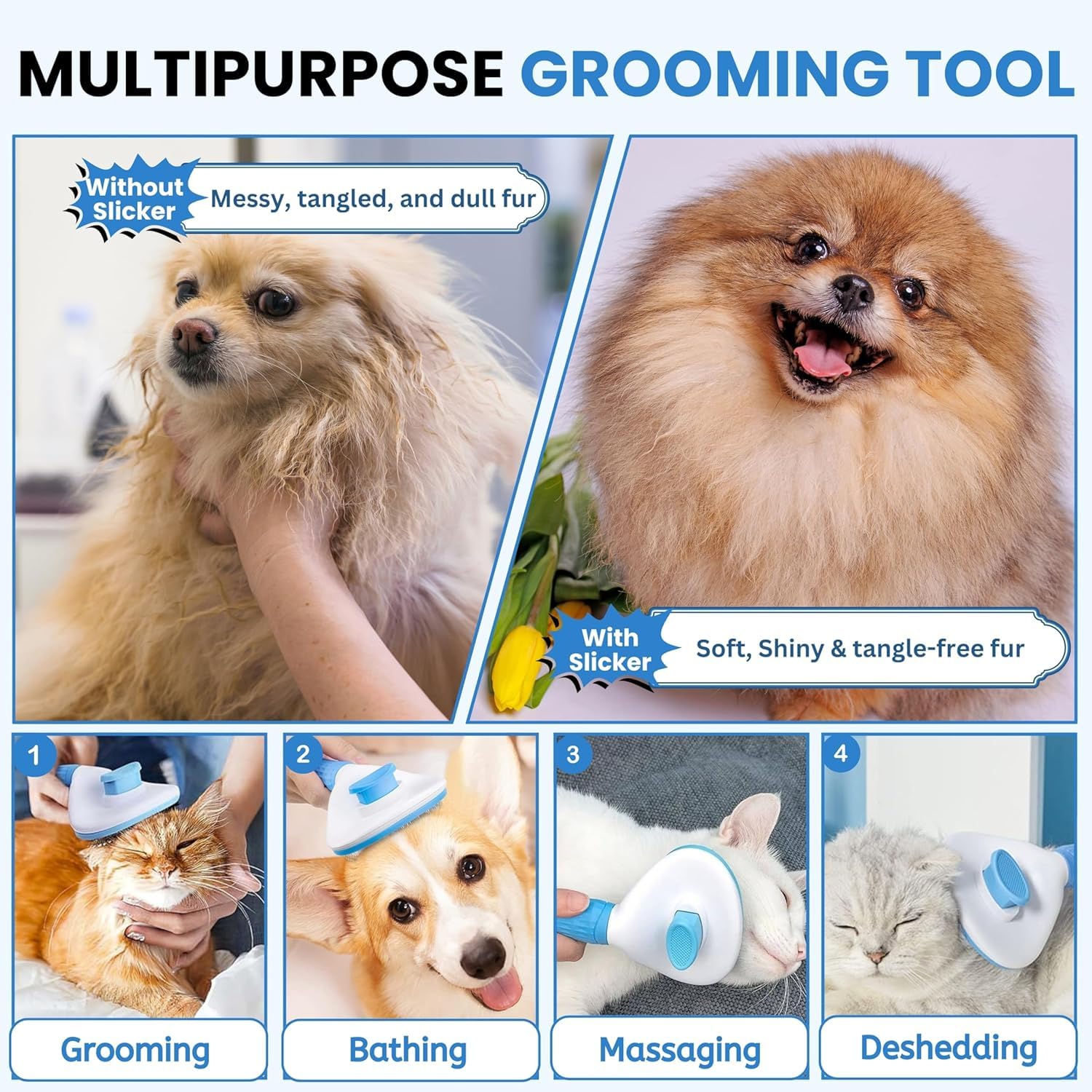 NathPet Slicker Brush for Dogs & Cats