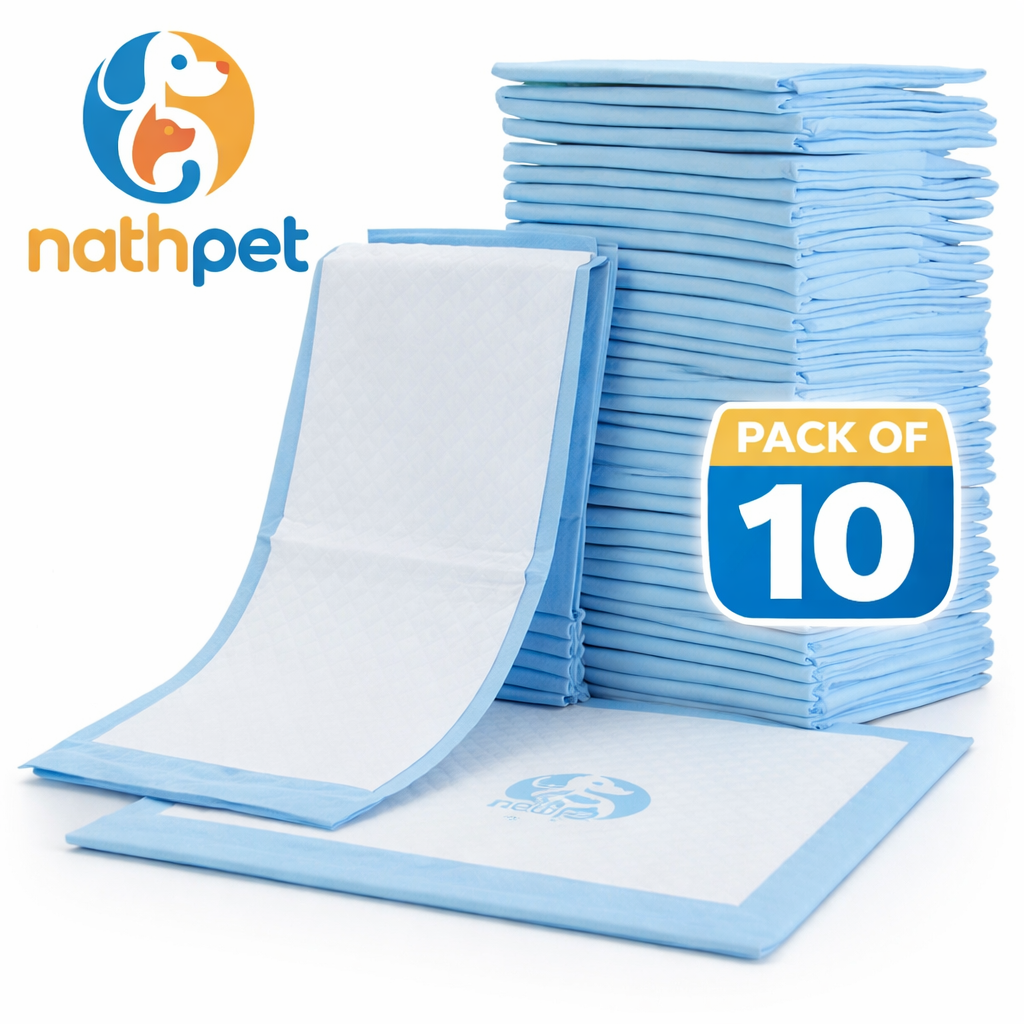 NathPet Dog Training Pads | Super Absorbent Puppy Pee Pads | Leak-Proof, Odor Control | Pack of 10