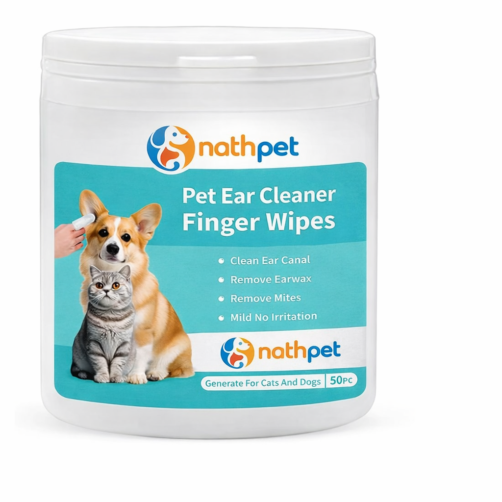 Nathpet Pet Ear Cleaner Finger Wipes for dogs and cats – gentle and safe ear cleaning wipes
